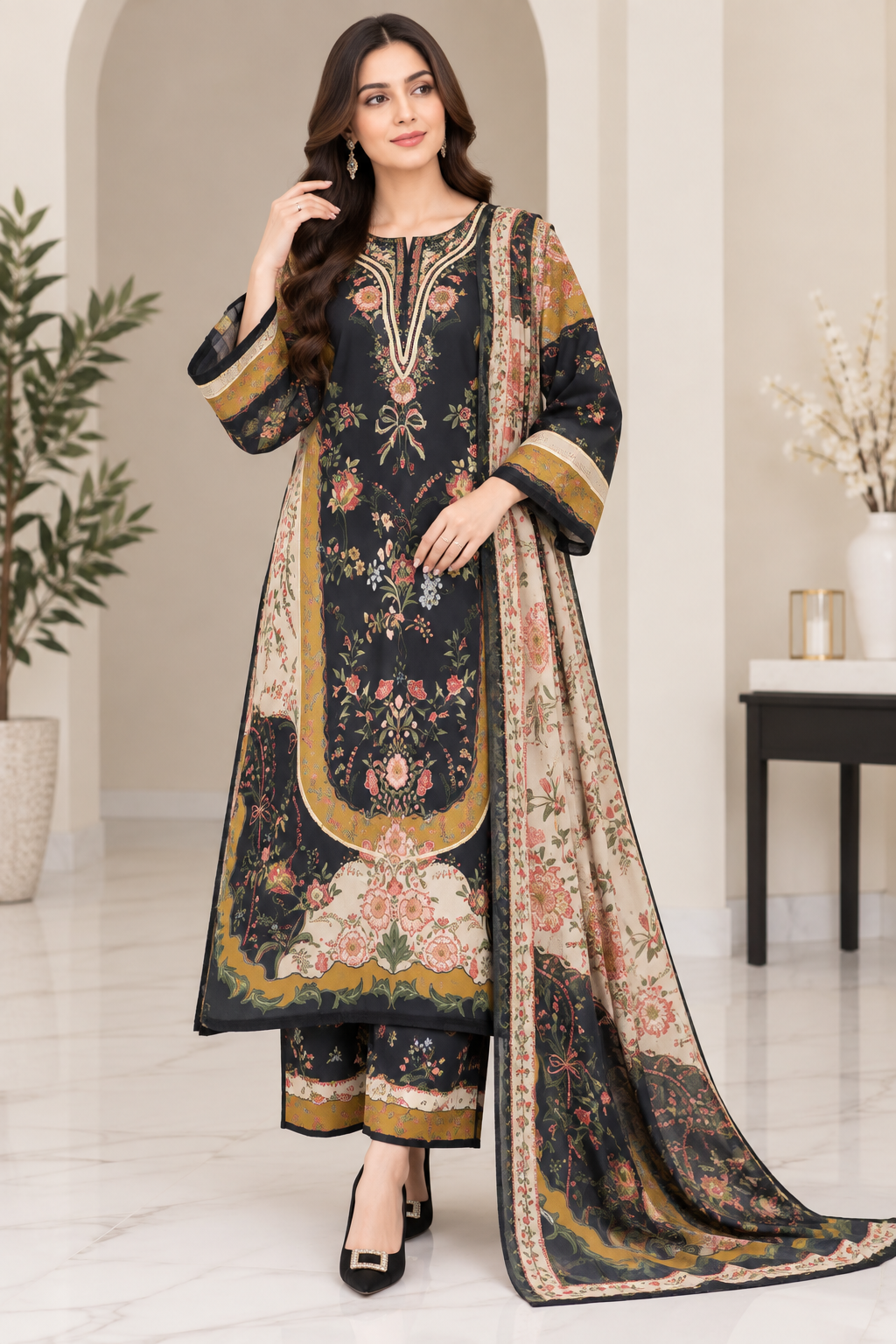 BRIT- GL 3 piece winter cotton designer Kaftaan collection B788