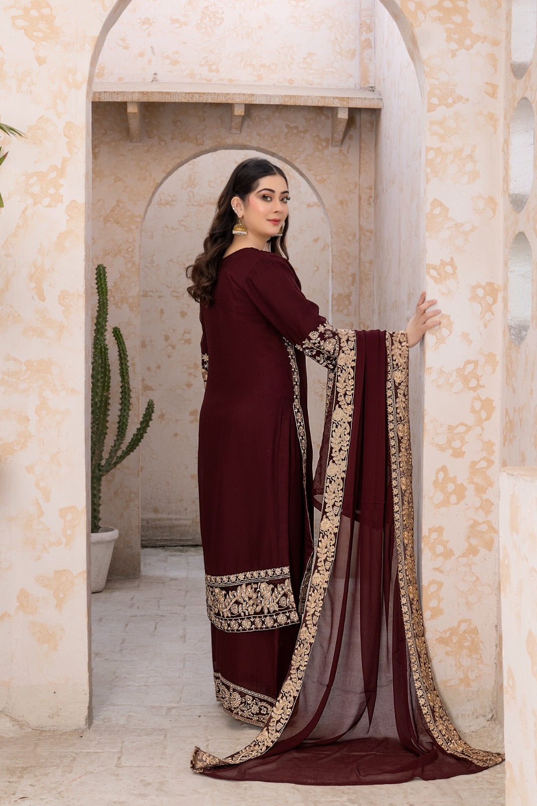 BRIT 3 piece lux CHIFFON_100311 Pakistani ladies suit B159
