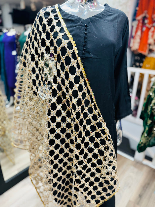Viral sheesh dupatta_81042 Pakistani ladies suit black B279