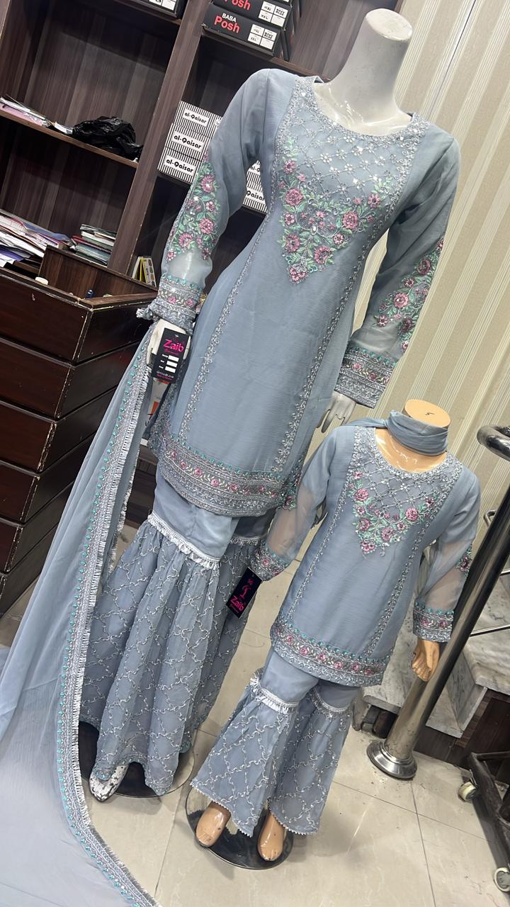 Brit 3 piece chiffon mother and daughter _8099 B172