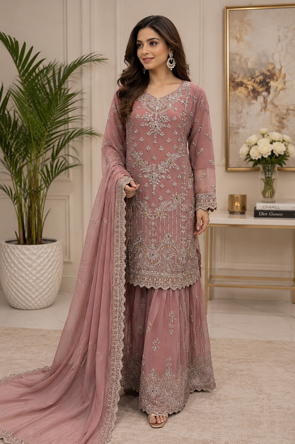 Mother and daughter 3 piece chiffon 81042 Pakistani ladies suit B615