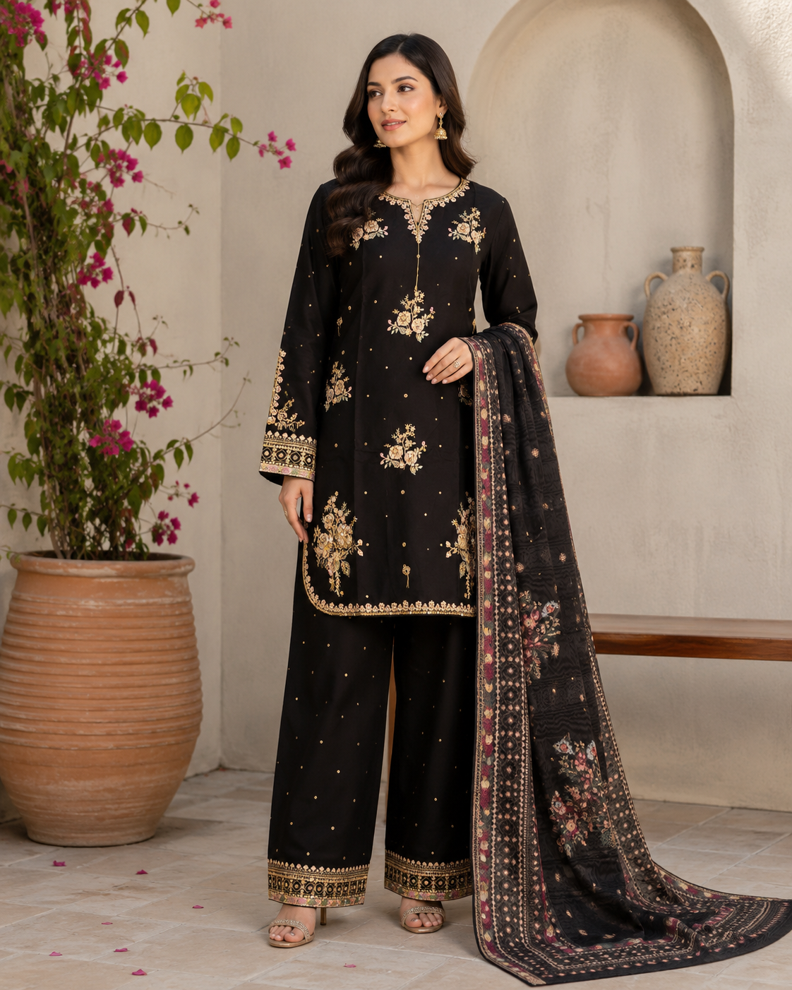 BRIT 3 piece luxury cotton ladies dress B650