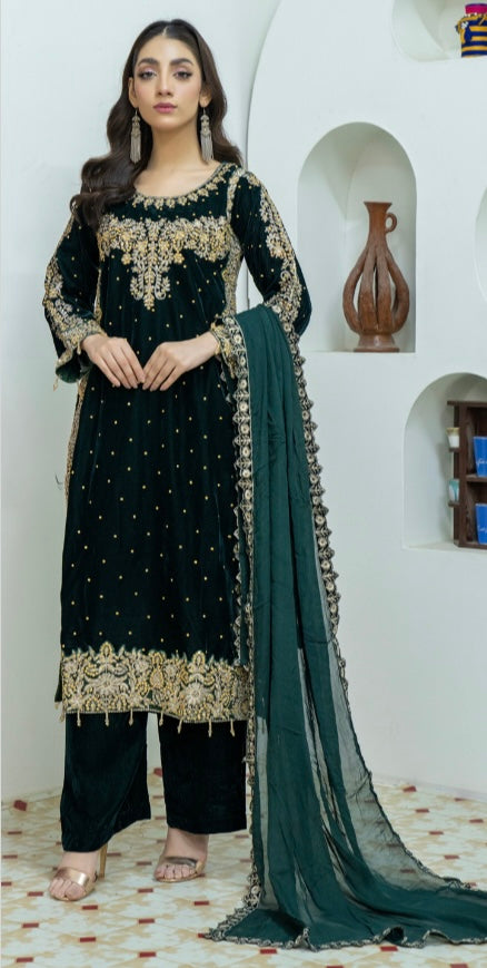 Brit 3 piece Mother and daughter velvet_5004 ladies suit N2