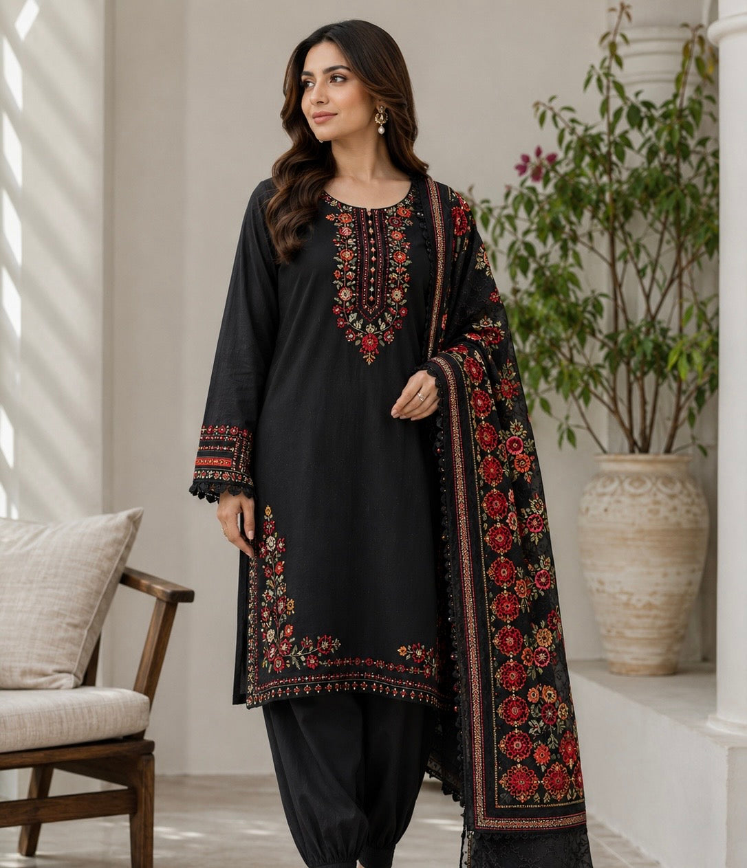 Brit 3 piece luxury cotton dress B698