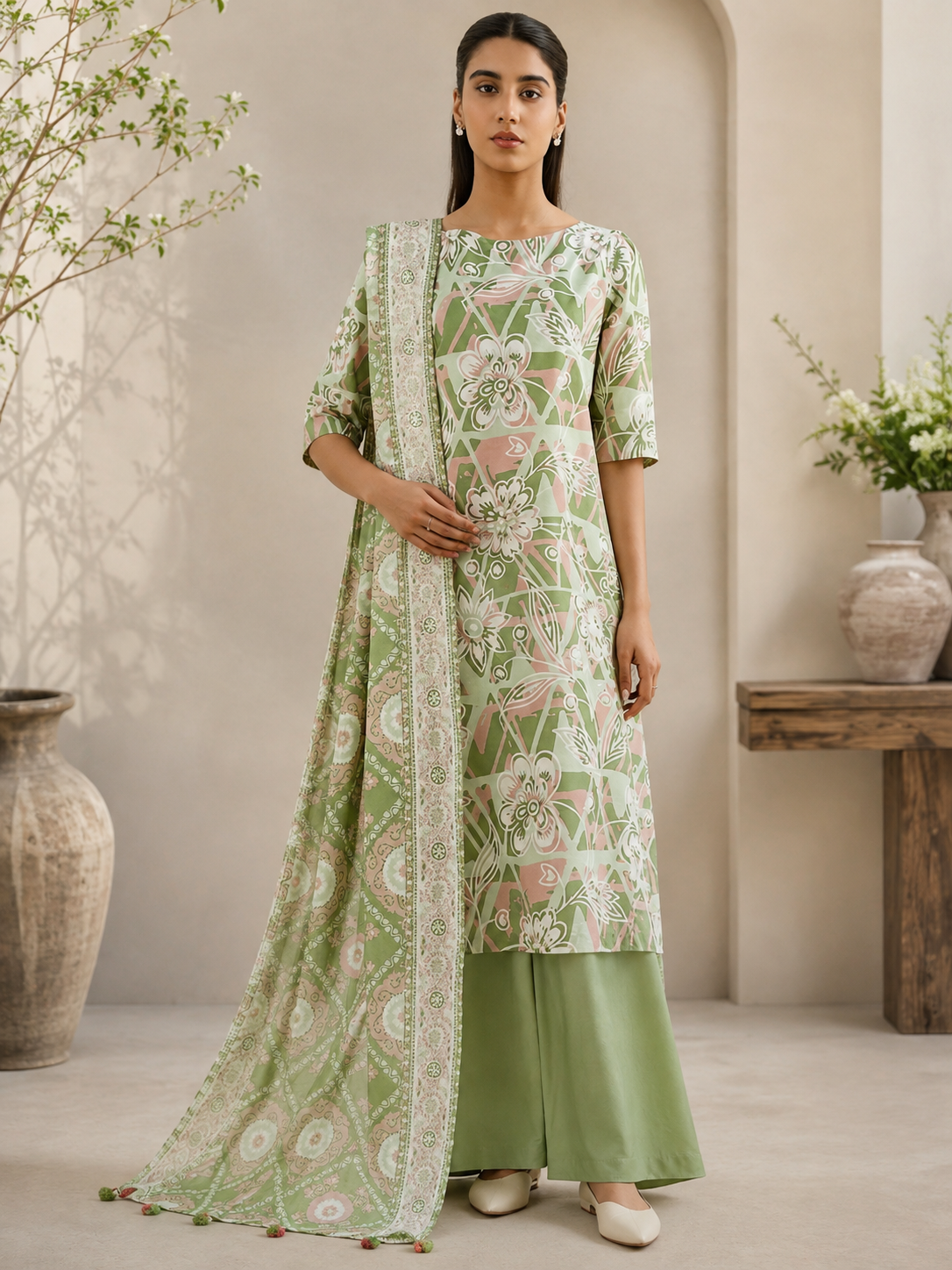 SAPPHIRE inspired 3 piece luxury lawn collection ladies dress B682