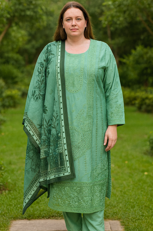 2XL , 3XL  3 piece luxury lawn_81042 Pakistani ladies suit B238
