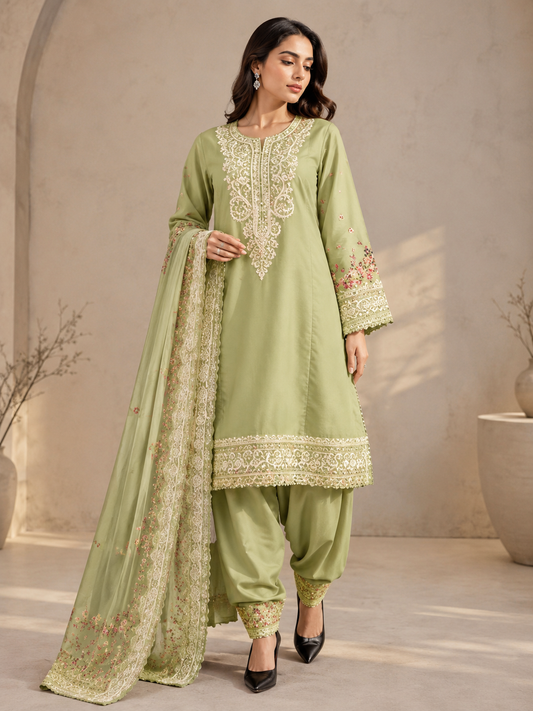 Karma 3 piece embroidered summer cotton collection ladies dress B628
