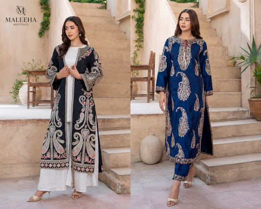 Ethnic 2 piece luxury Raw silk ladies Maxi dress B684