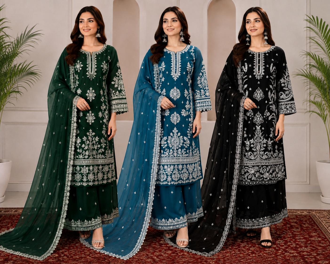 Brit 3 piece luxury chiffon ladies dress B699