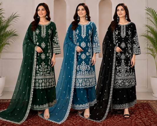 Brit 3 piece luxury chiffon ladies dress B699
