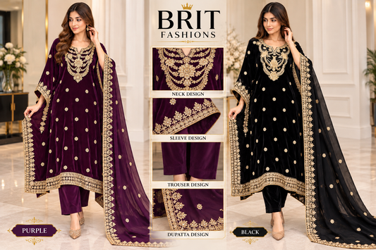 BRIT- GL 3 piece valvet designer collection B798