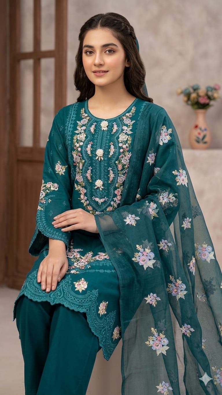 Karma Inspired 3 piece Cotton collection ladies dress B600