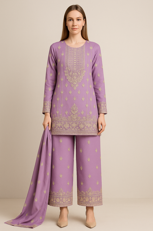 Brit 3 piece chiffon_81042 Pakistani ladies suit lilac B277