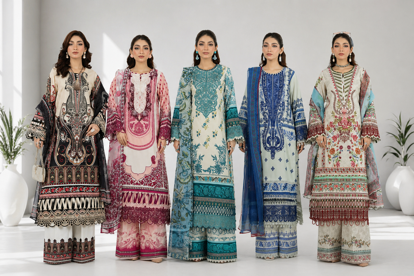 Adan libas original ladies jacquard voil collection B571