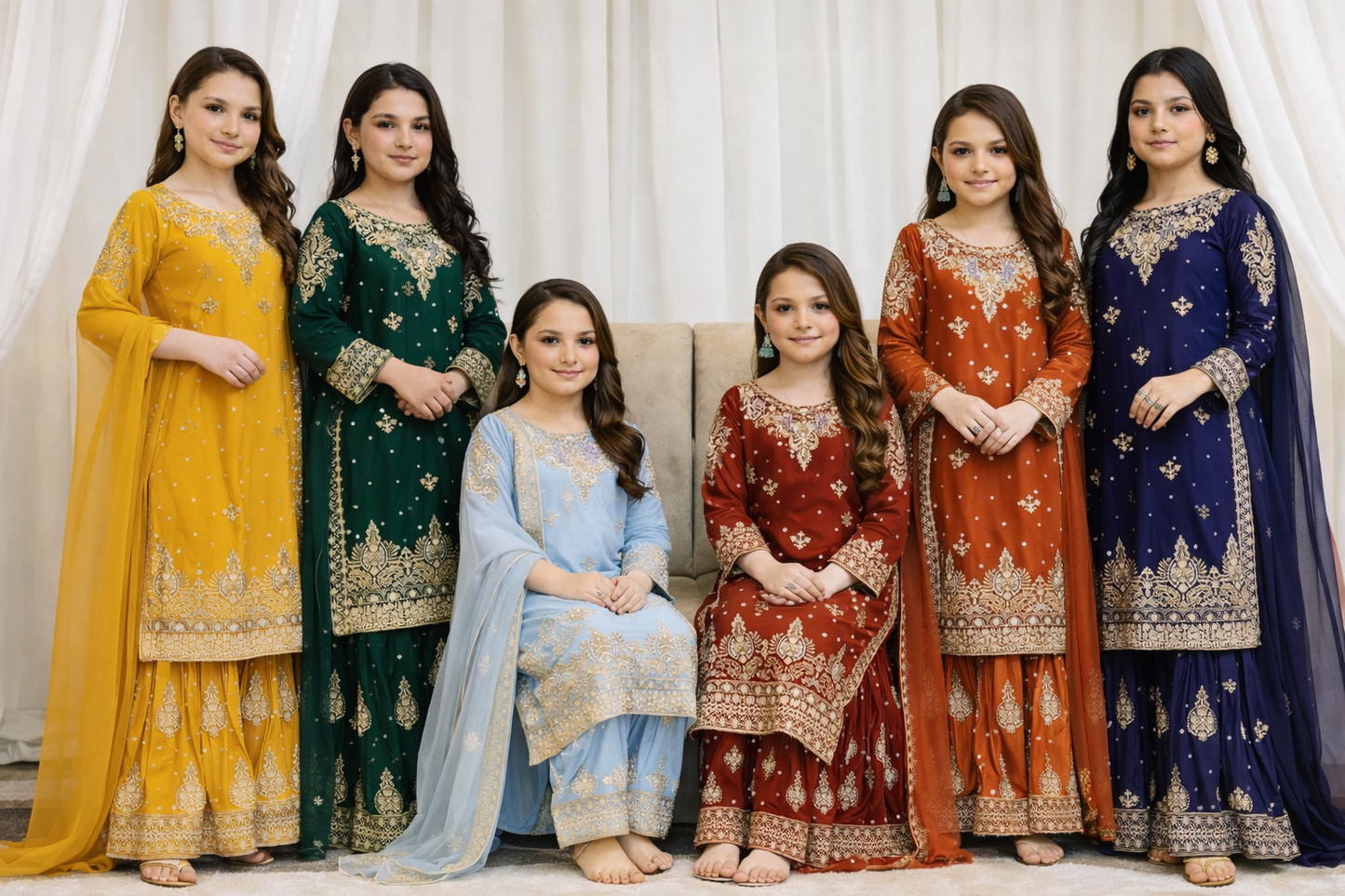 Kids 3 piece Chiffon_10030 Pakistani dress B100