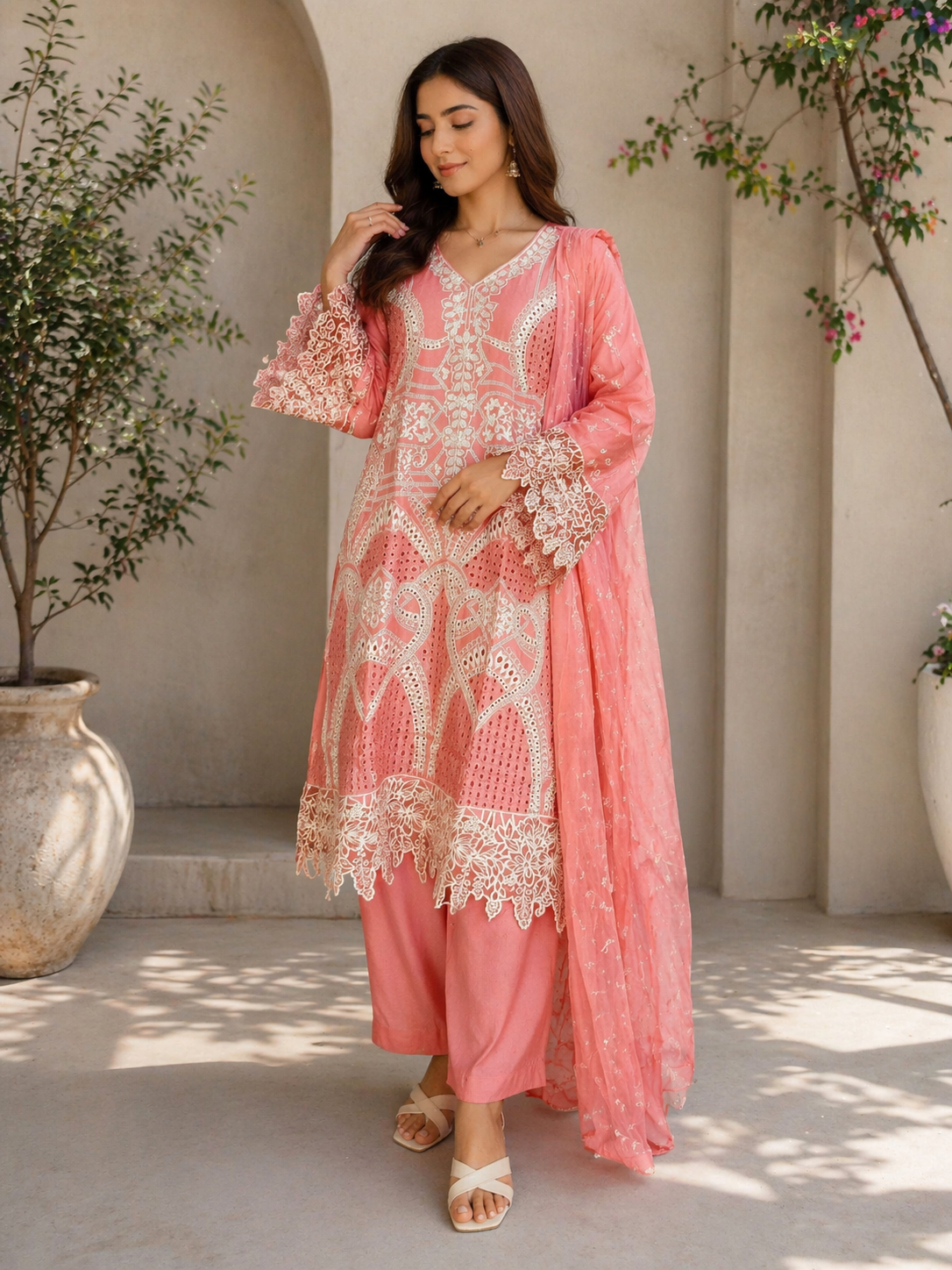 BRIT 3 piece LINEN embroidered suit B545