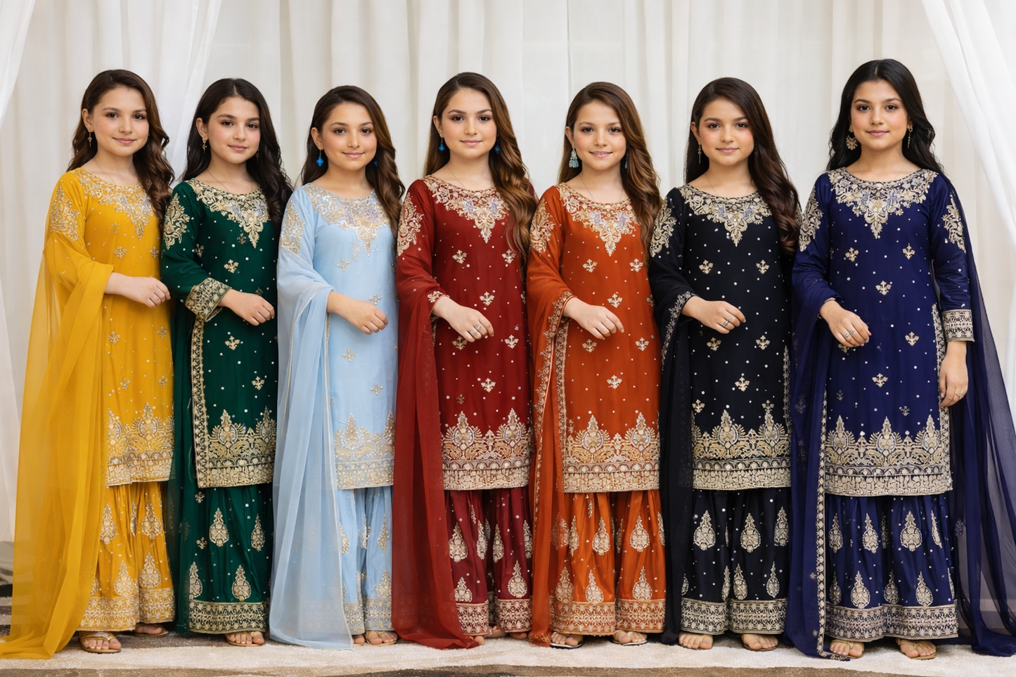 Kids 3 piece Chiffon_10030 Pakistani dress B100