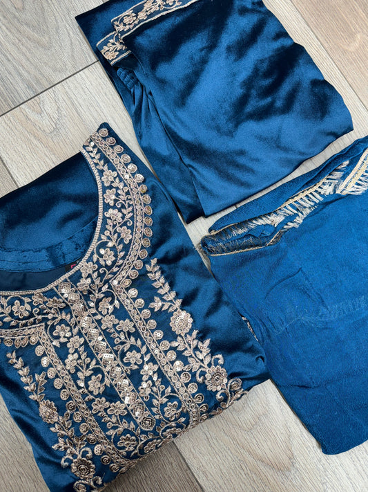 Brit 3 piece casual Valvet winter Pakistani ladies suit_B313