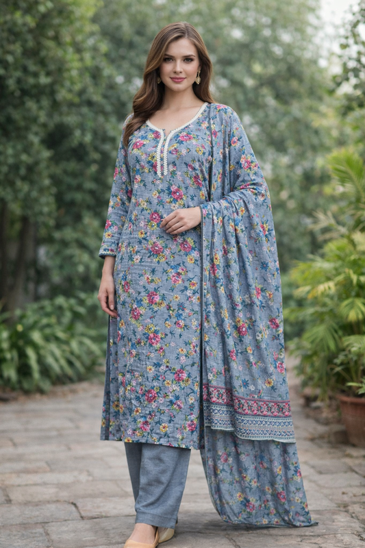 Brit 3 piece Dhanak Pakistani ladies Winter collection suit B398