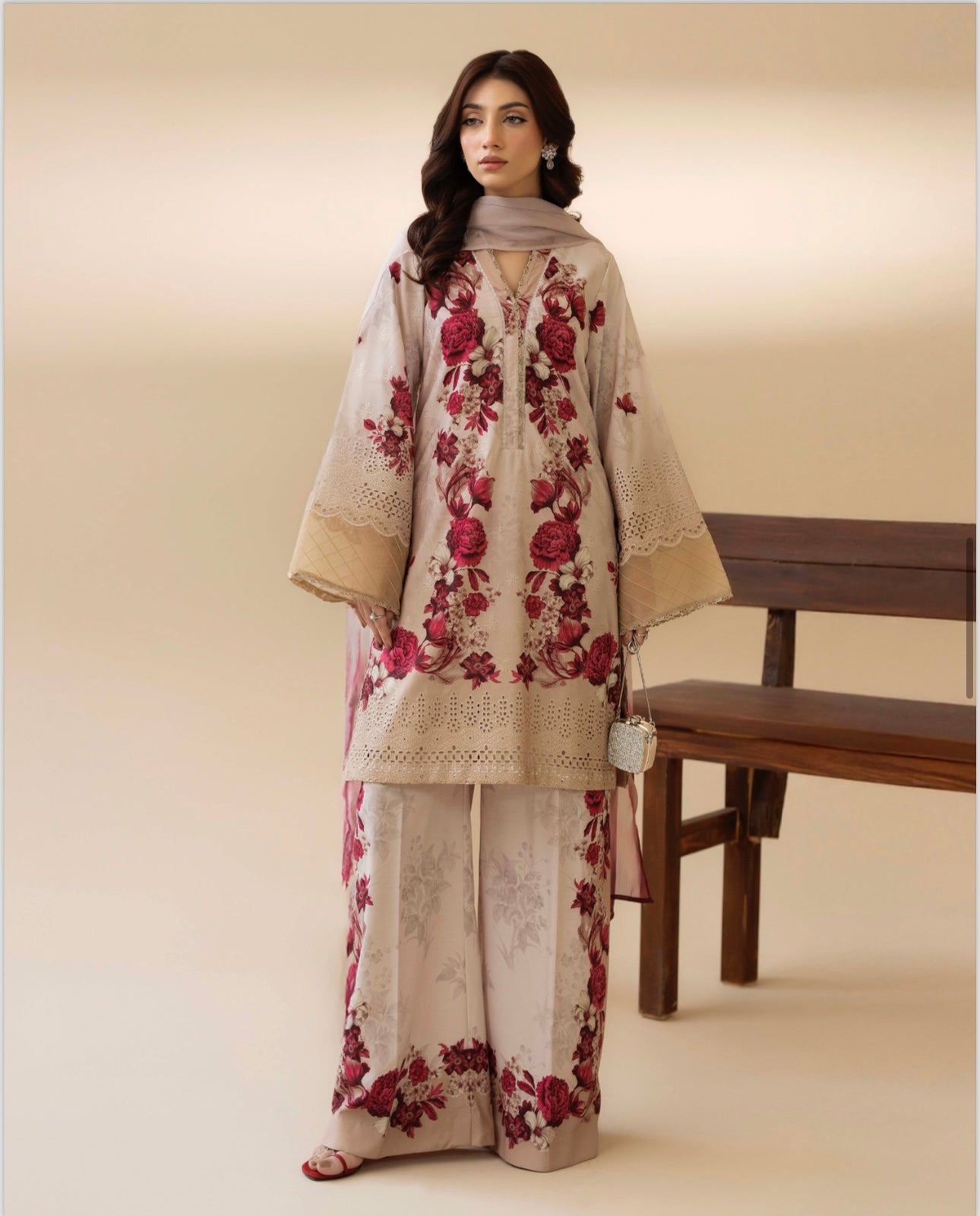 Brit 3 piece Slub Pakistani ladies Winter collection suit B409