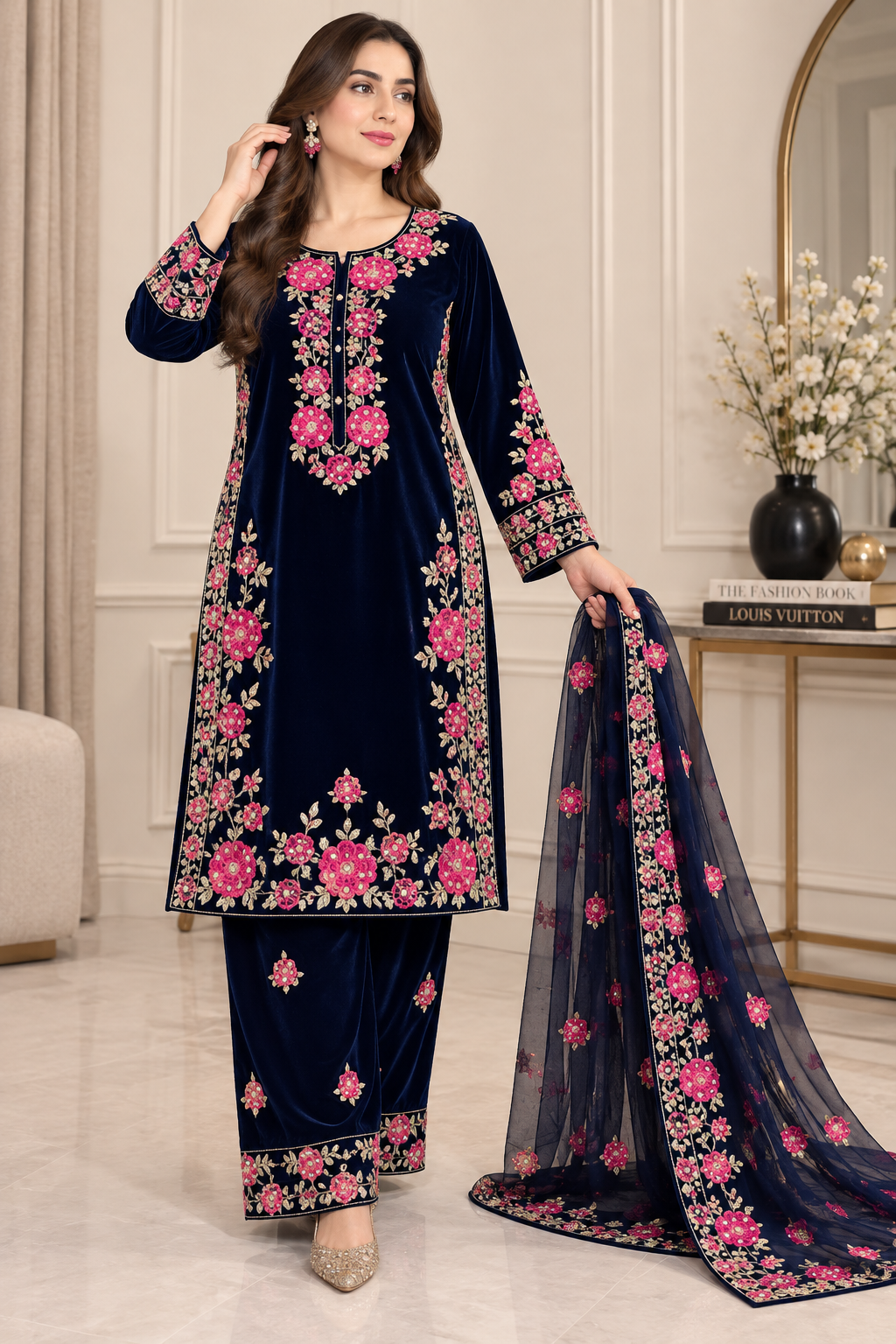 Brit 3 piece luxury Valvet_81042 Pakistani ladies suit B296