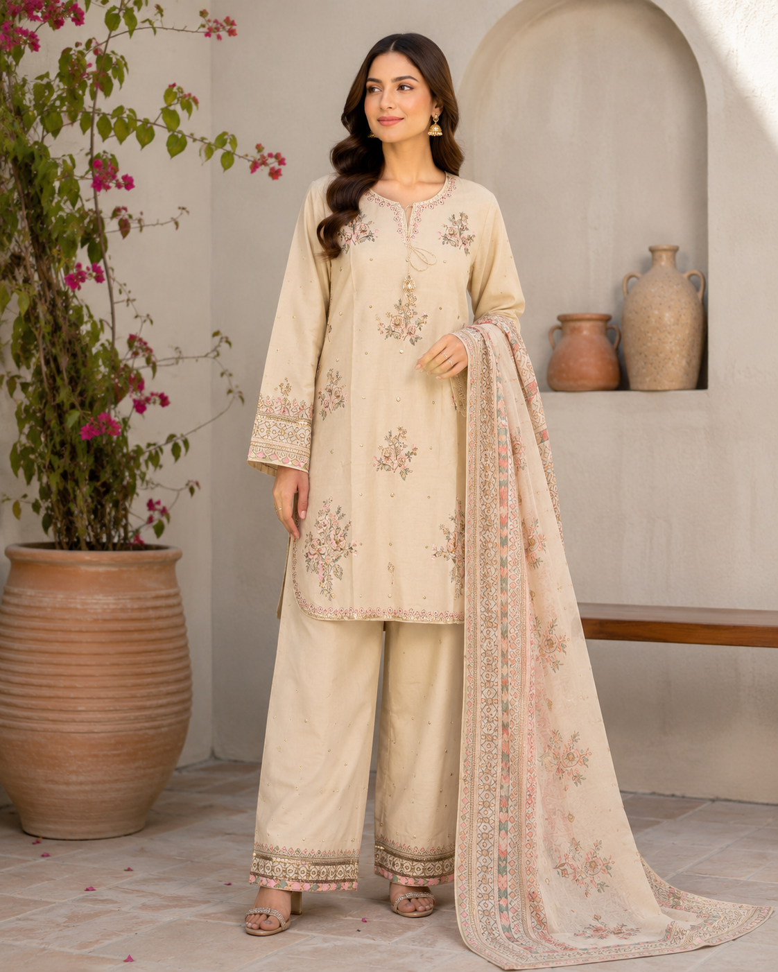 BRIT 3 piece luxury cotton ladies dress B650