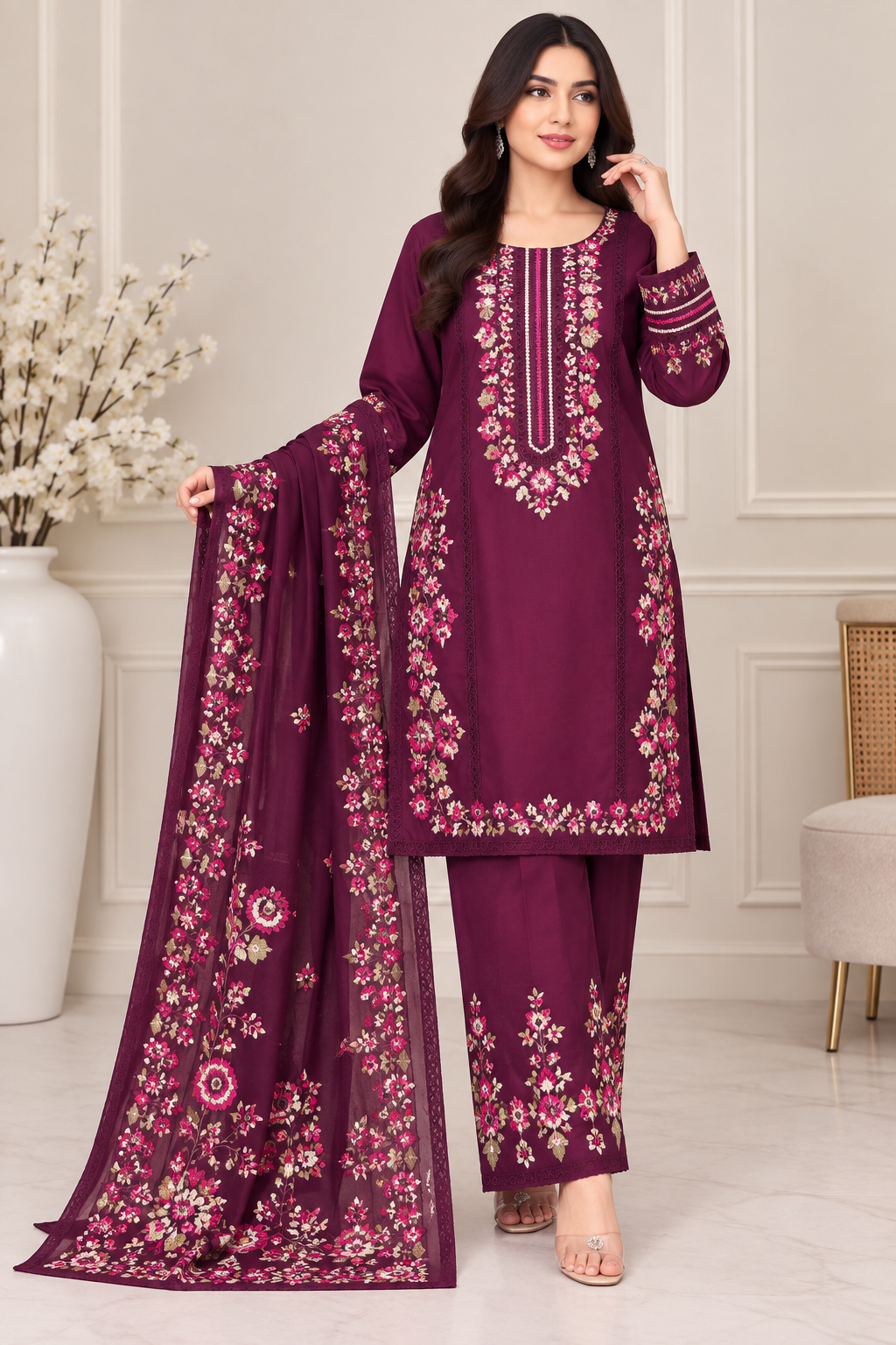 ETHNIC inspired GL 3 piece Viscose collection  dress B768