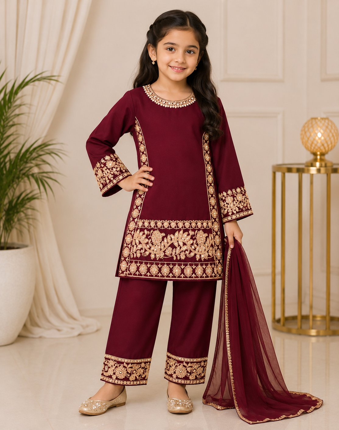 KIDS 3 piece chiffon suit B674