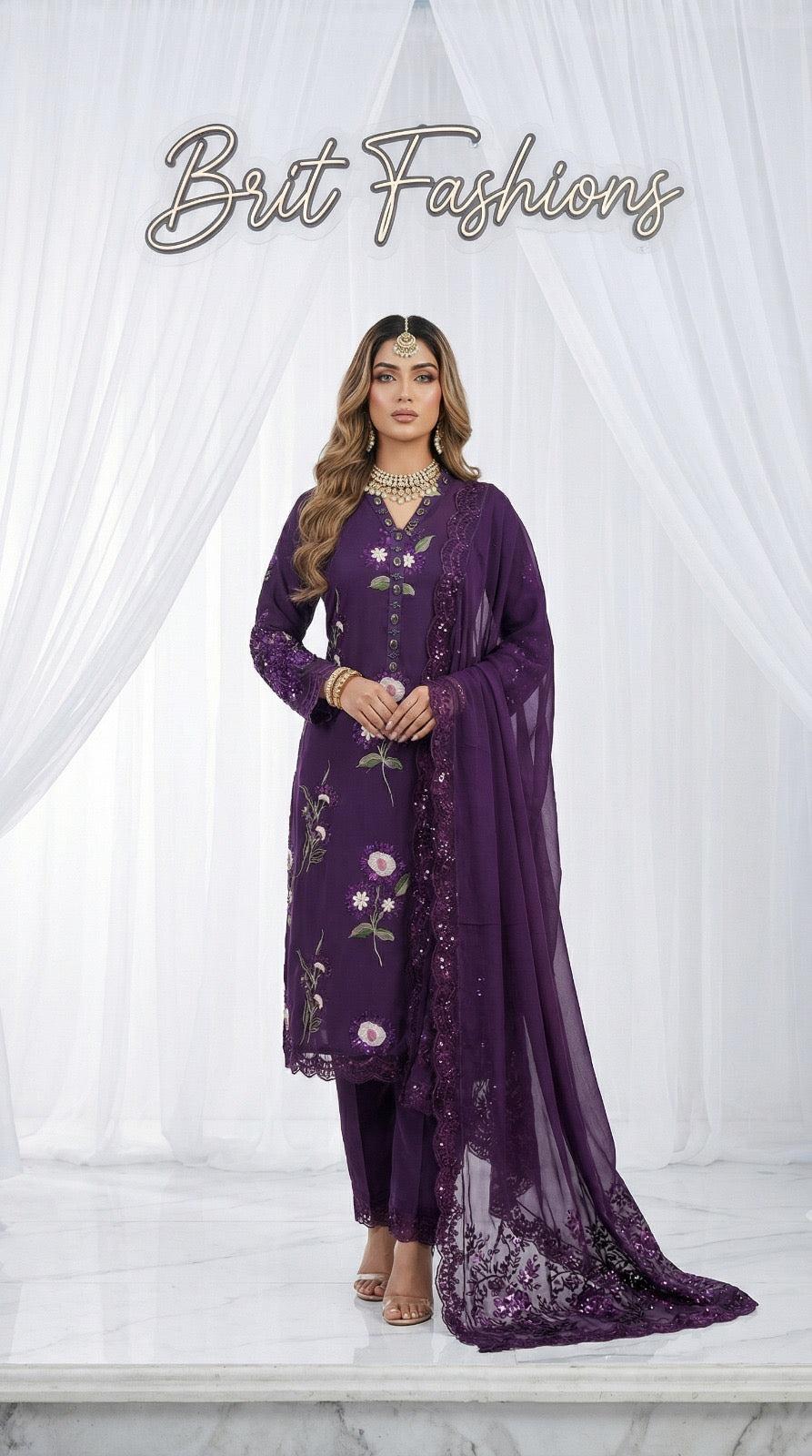 Brit 3 piece chiffon _81042 Pakistani ladies suit B489