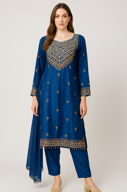 Brit 3 piece velvet_6022 Pakistani ladies suit blue B16