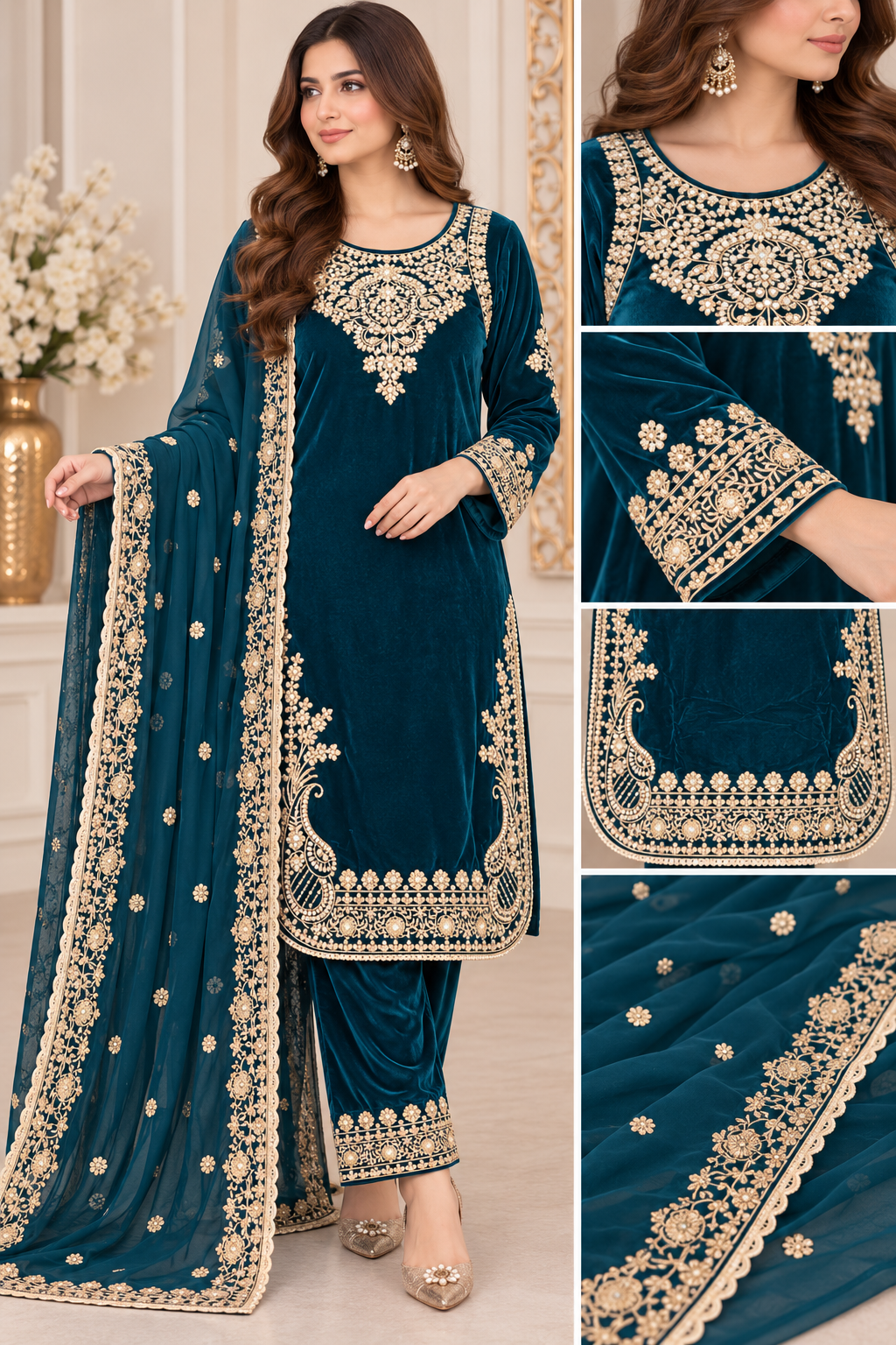 BRIT- GL 3 piece velvet designer collection B813