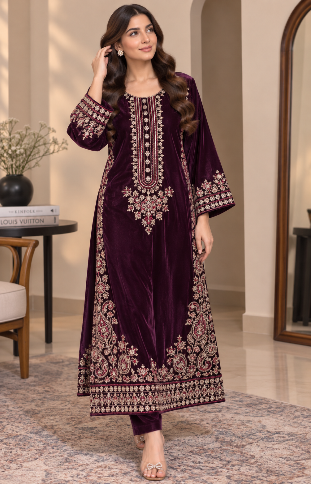BRIT 2 piece designer Micro Valvet collection ladies dress B734