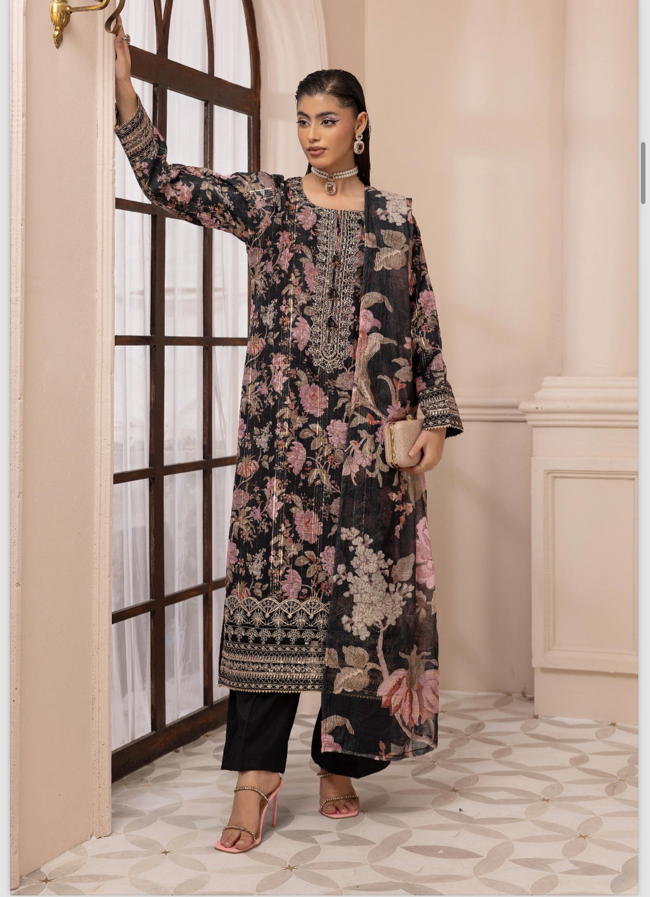 JAZMIN inspired 3 piece embroidery party wear B312