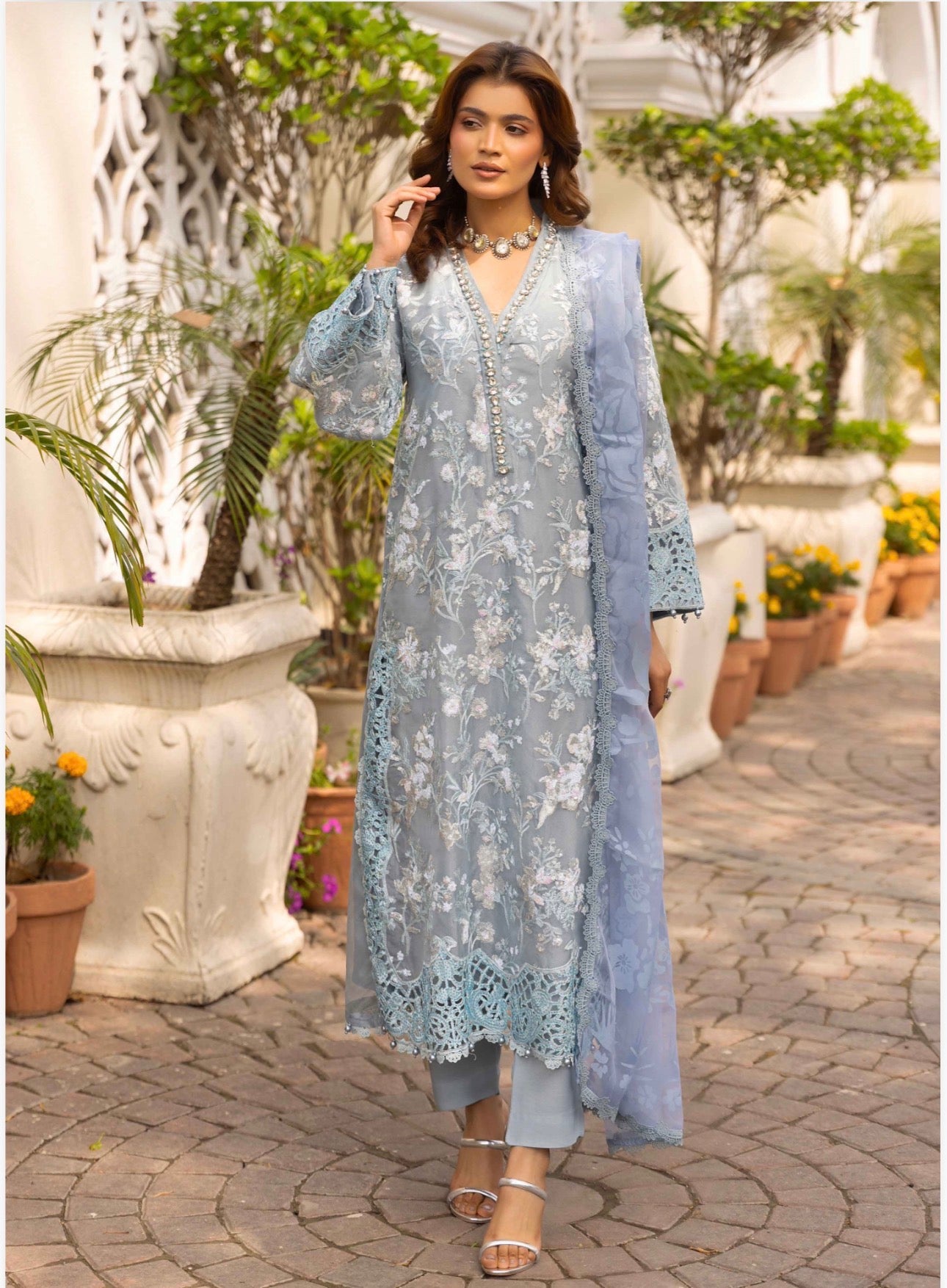 KIDS MARIA B INSPIRED 3 piece Organza embroidered Pakistani ladies suit B529