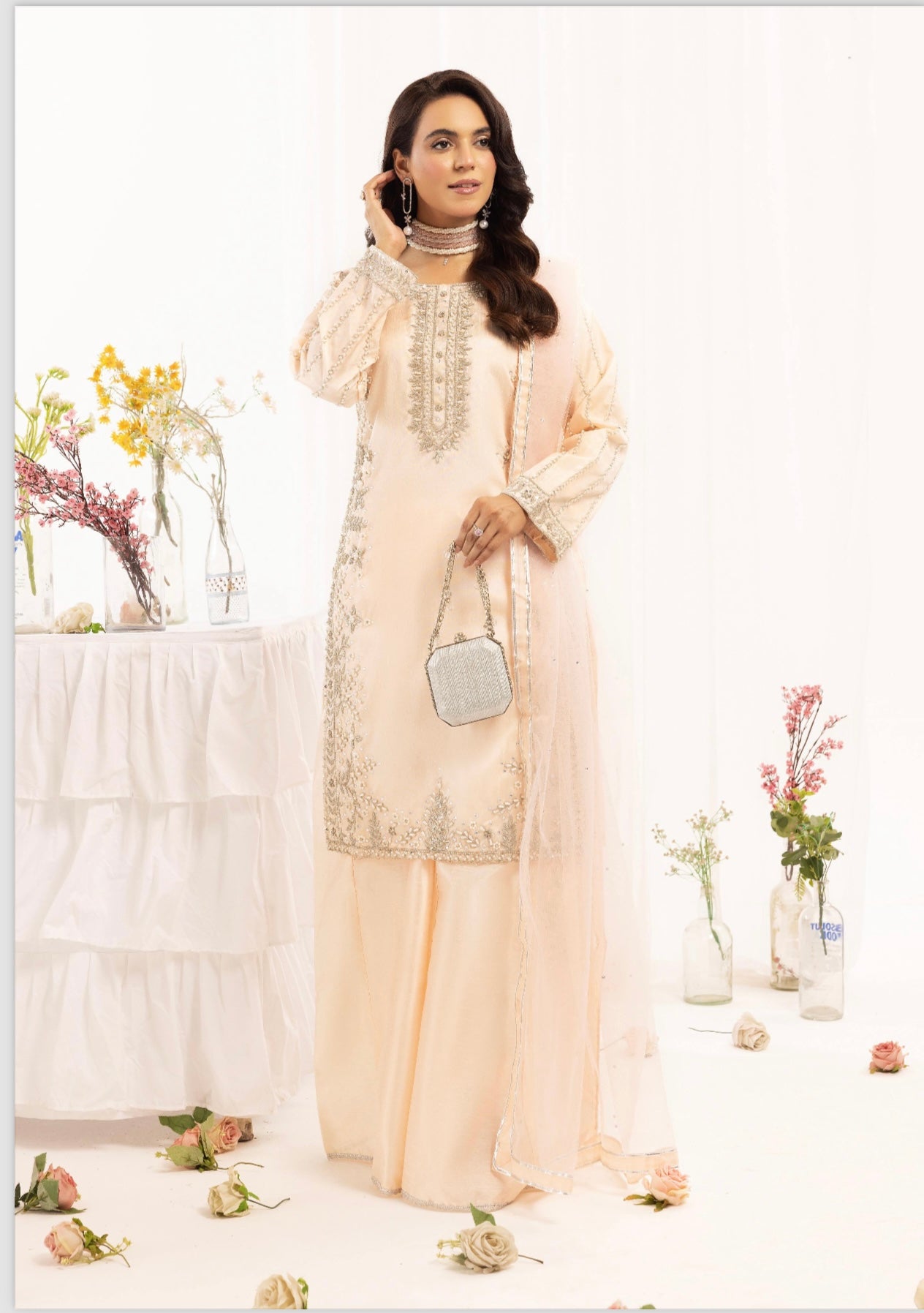 Simrans 3 piece raw silk hand work _321 B221