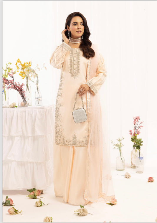 Simrans 3 piece raw silk hand work _321 B221
