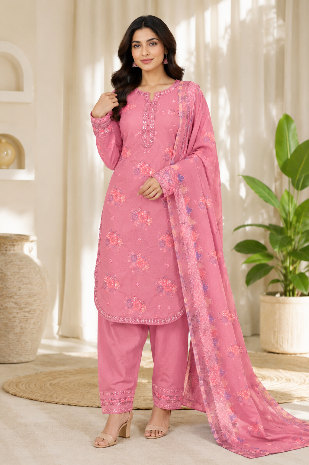 BRIT 3 piece luxury cotton ladies dress B649