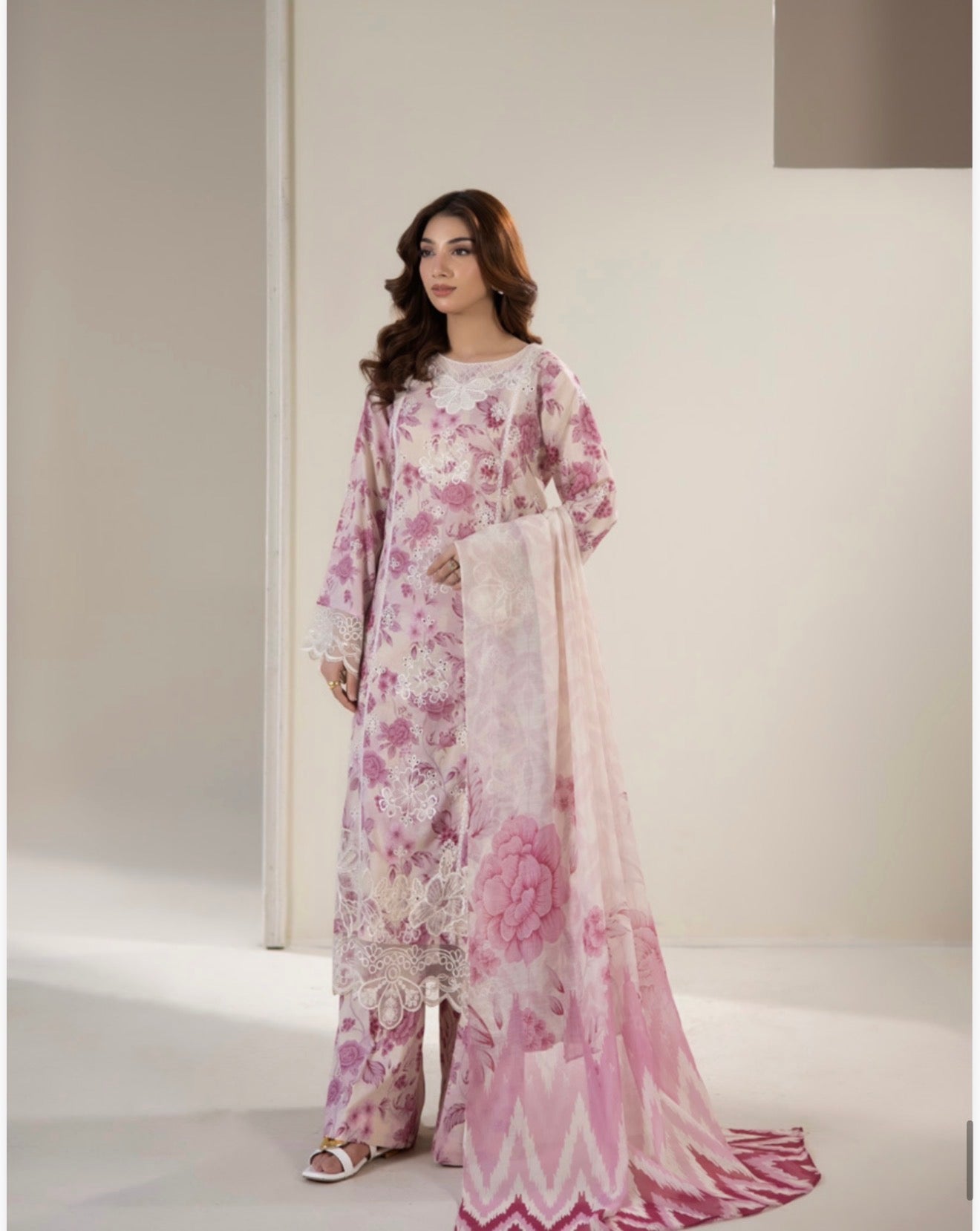 Adan Liba’s 3 piece Lawn cotton original designer embroidered ladies dress B613