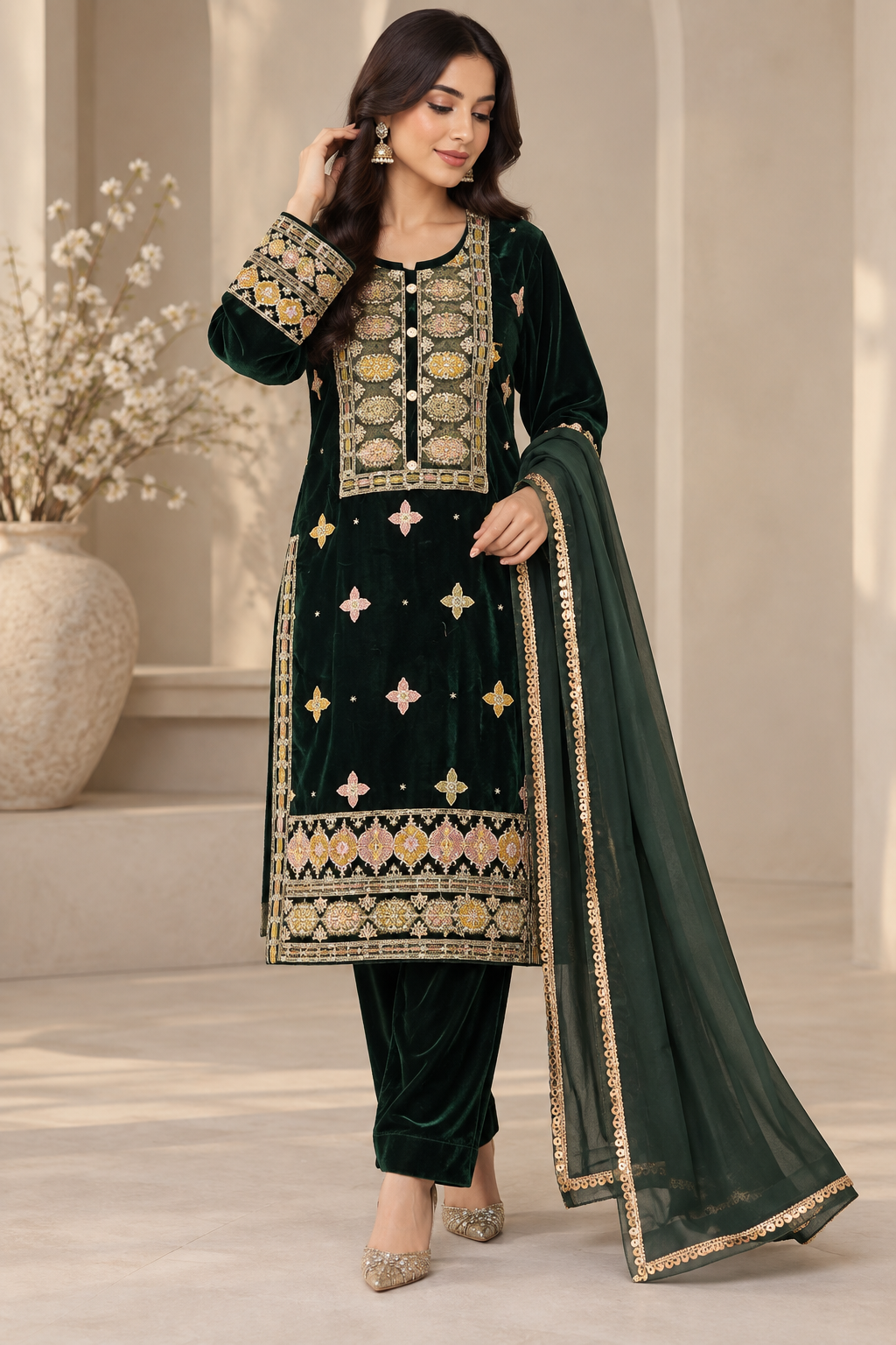Brit-GL 3 piece Valvet_81042 Pakistani casual suit B426