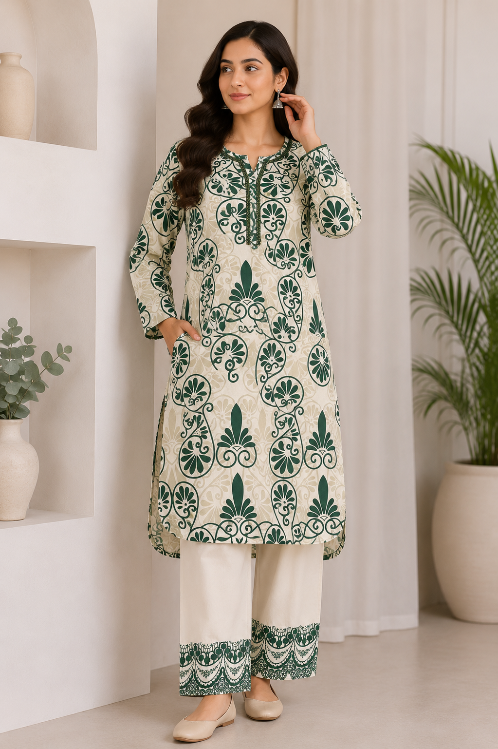 Brit 2 piece poly lawn collection ladies dress B723