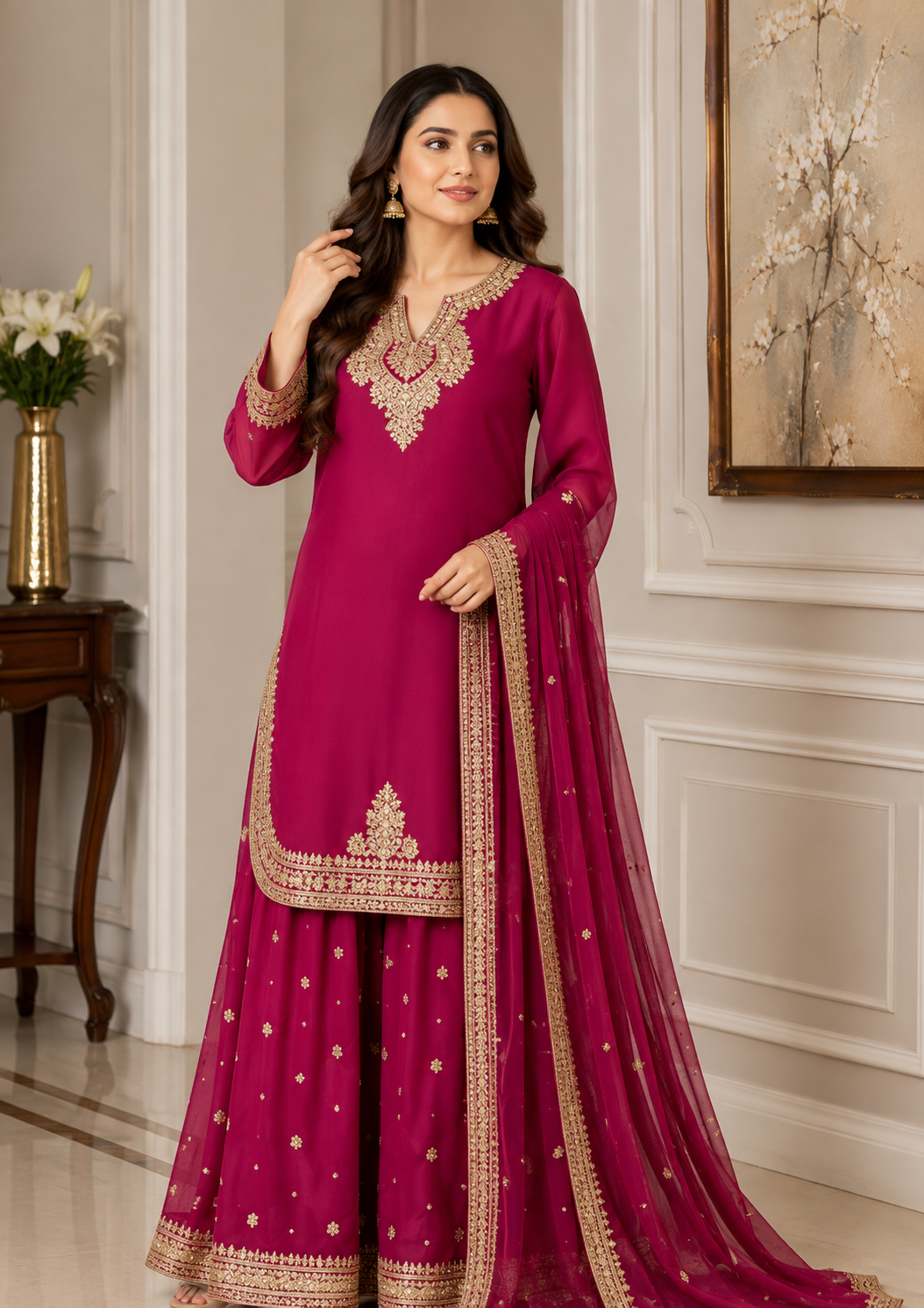 Brit 3 piece luxury chiffon ladies dress B701