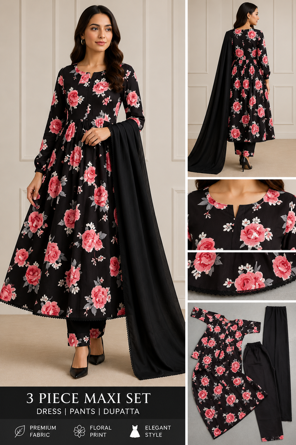 BRIT 3 piece luxury linen MAXI collection ladies dress B656