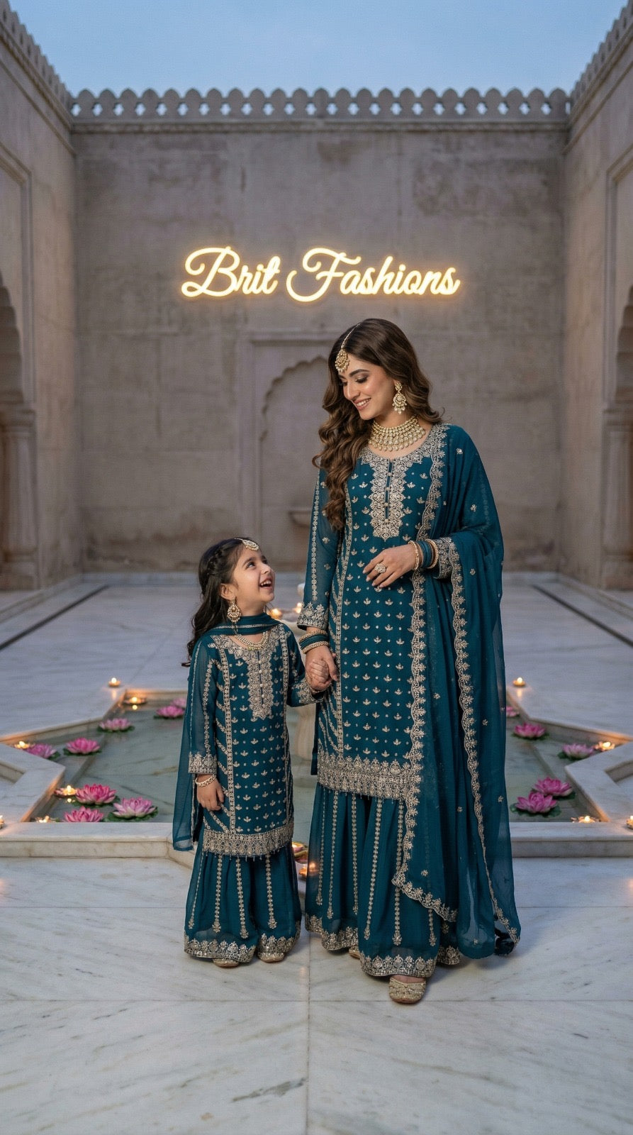Mother and daughter 3 piece luxury chiffon _81042 Pakistani ladies suit B510