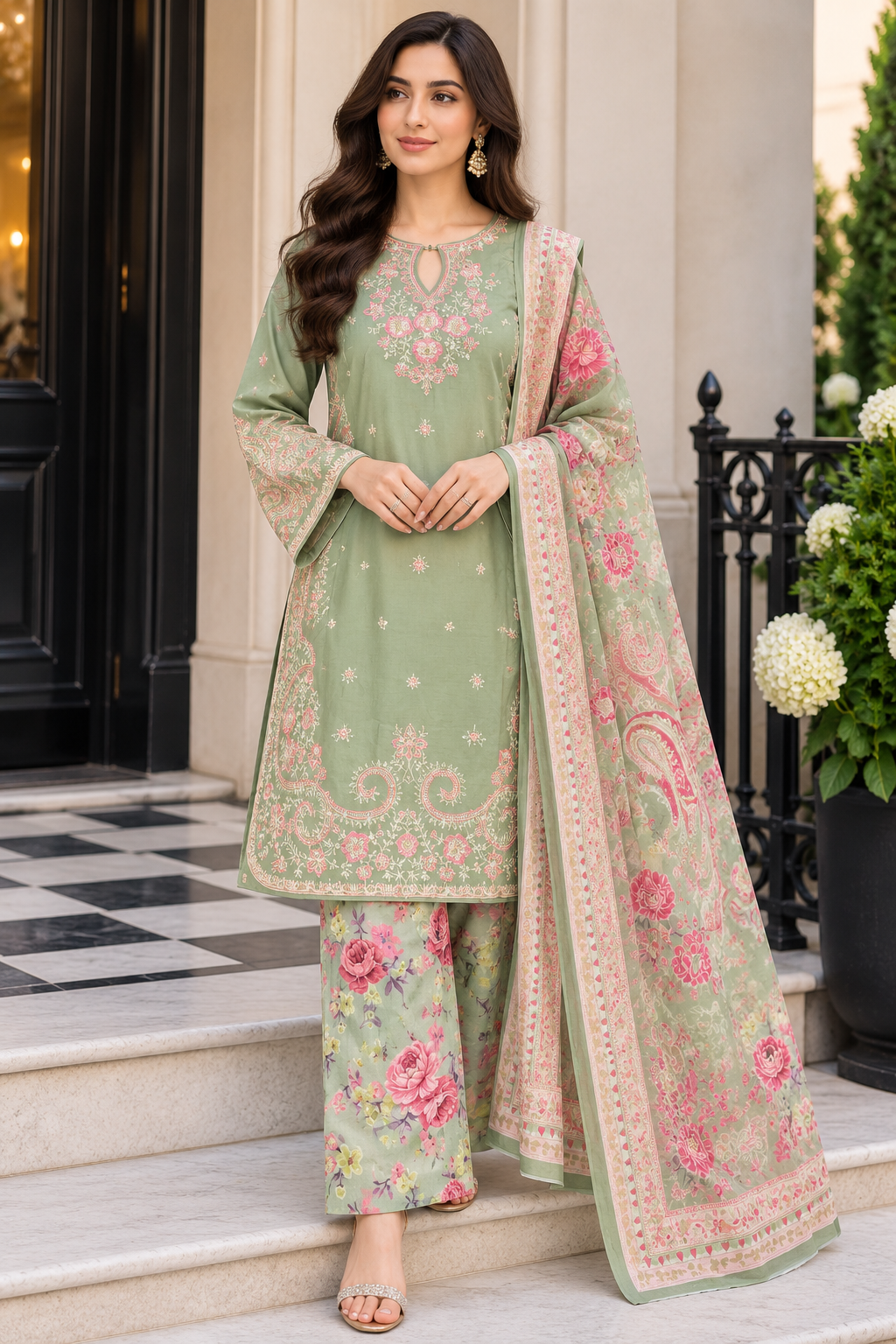 ETHNIC 3 piece Viscose collection ladies dress B765