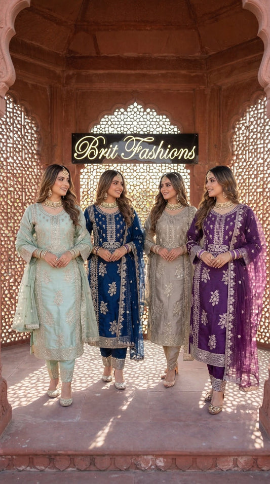 BRIT 3 piece Mother and daughter luxury silk _81042 Pakistani ladies suit B528
