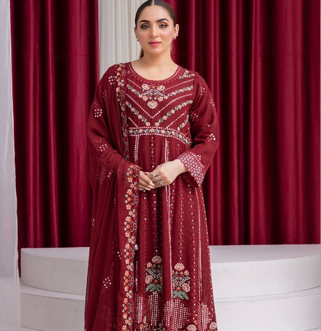 Brit 3 piece luxury chiffon maxi_81042 Pakistani ladies suit B190.
