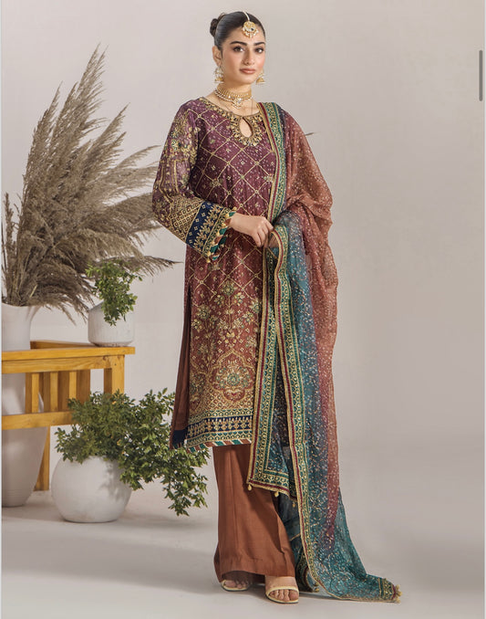 TT 3 piece luxury embroidery chiffon_81042 Pakistani ladies suit B236