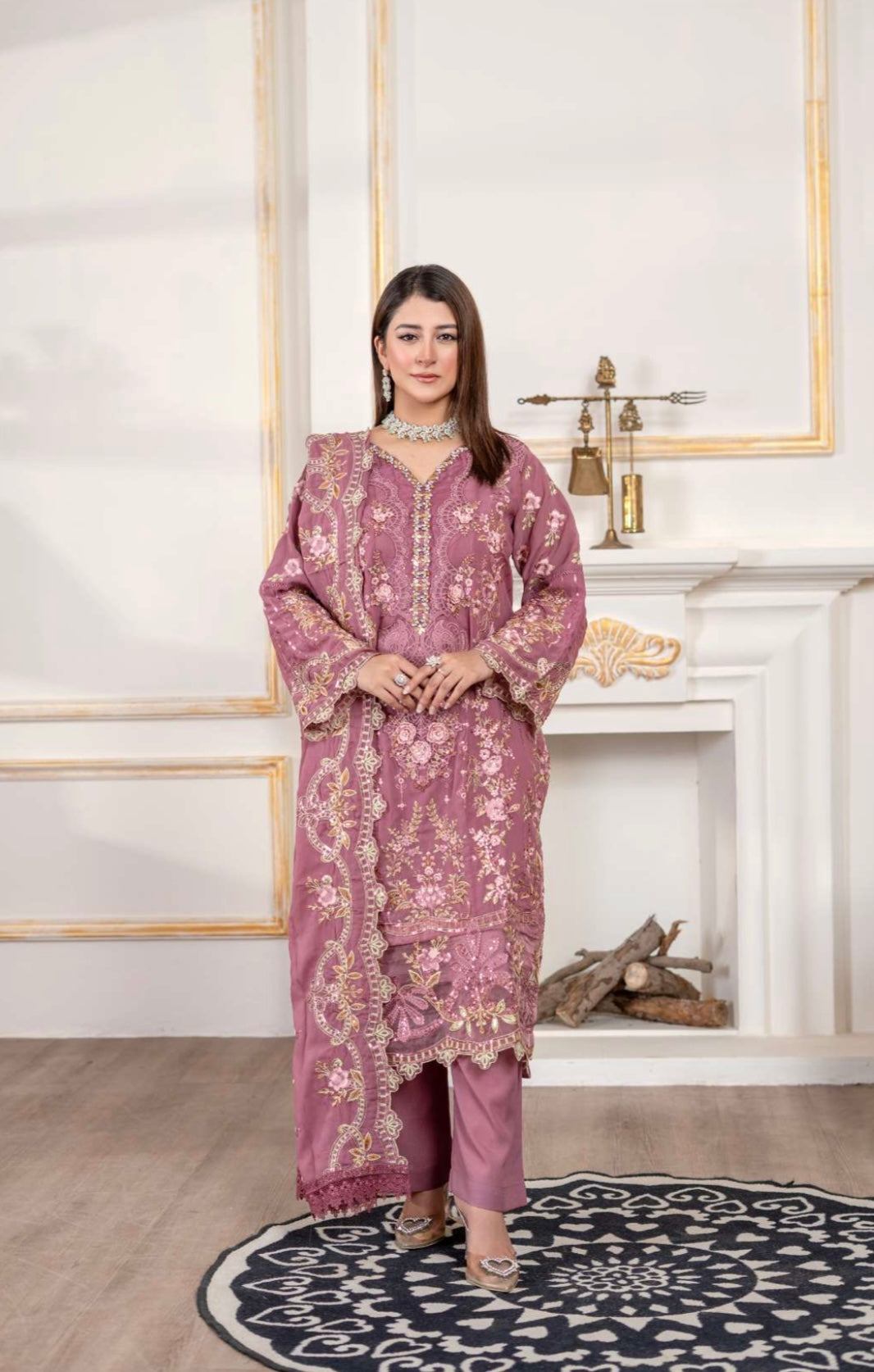 Maria B inspired 3 piece luxury chiffon _81042 Pakistani ladies suit Black B302