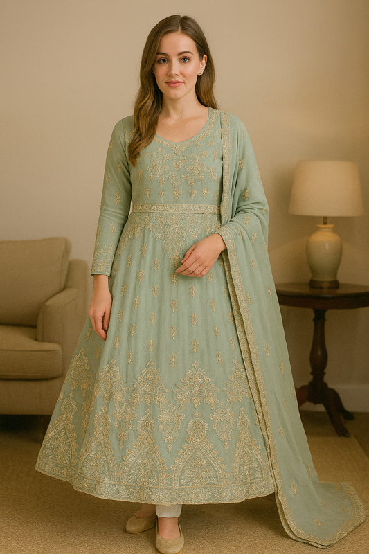 Brit 3 piece luxury chiffon Maxi_81042 Pakistani ladies suit B255