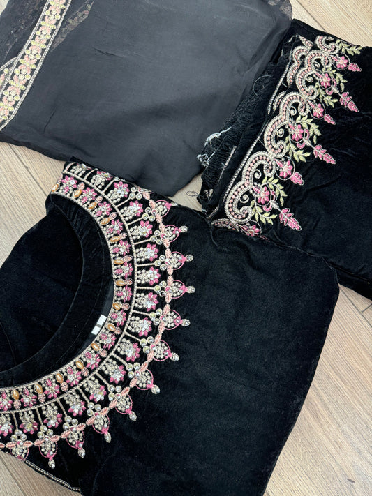 Brit 3 piece luxury Designer Valvet winter Pakistani ladies suit B317